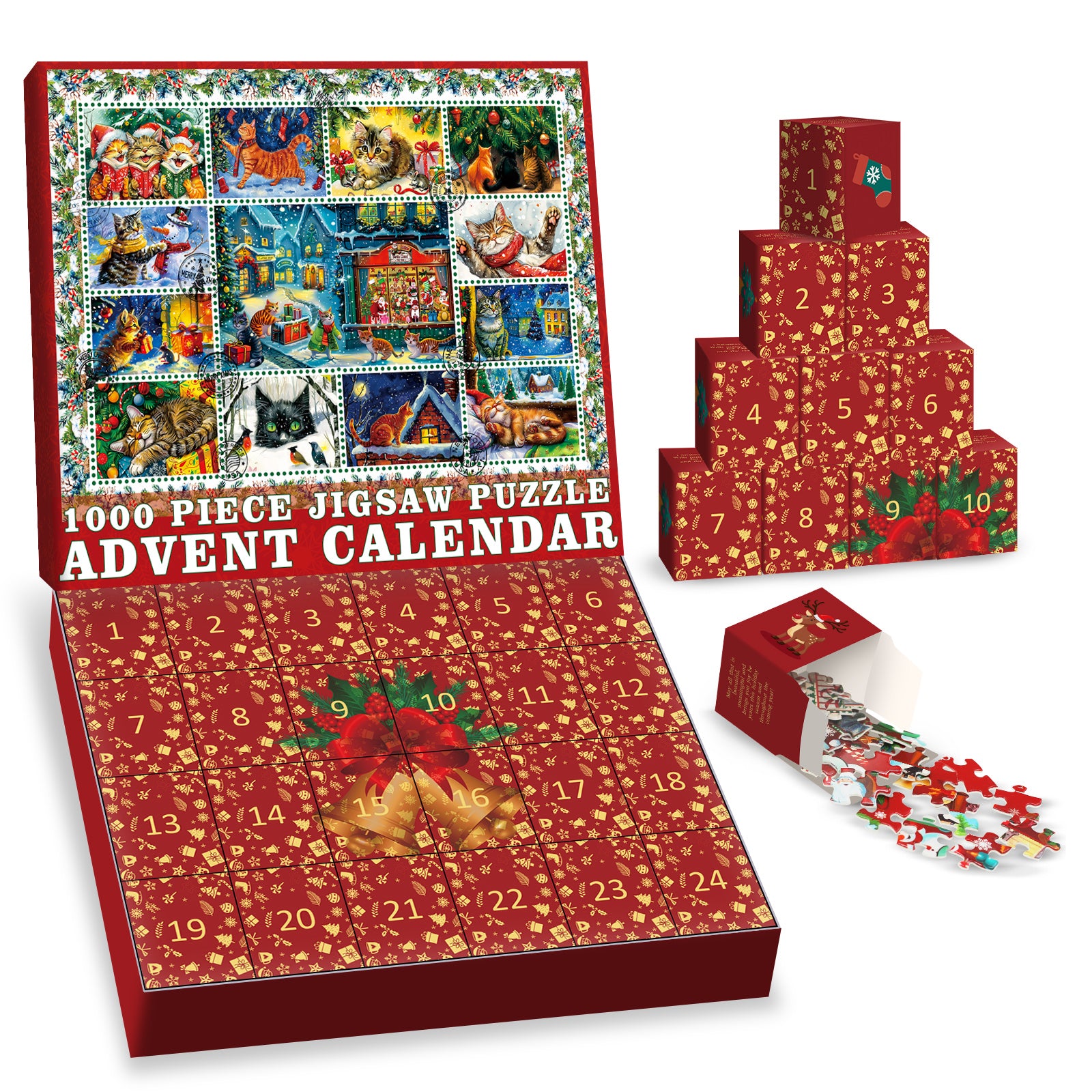 Calendario Avvento Calendario per i gatti di Natale 1000 pezzi 1000 pezzi