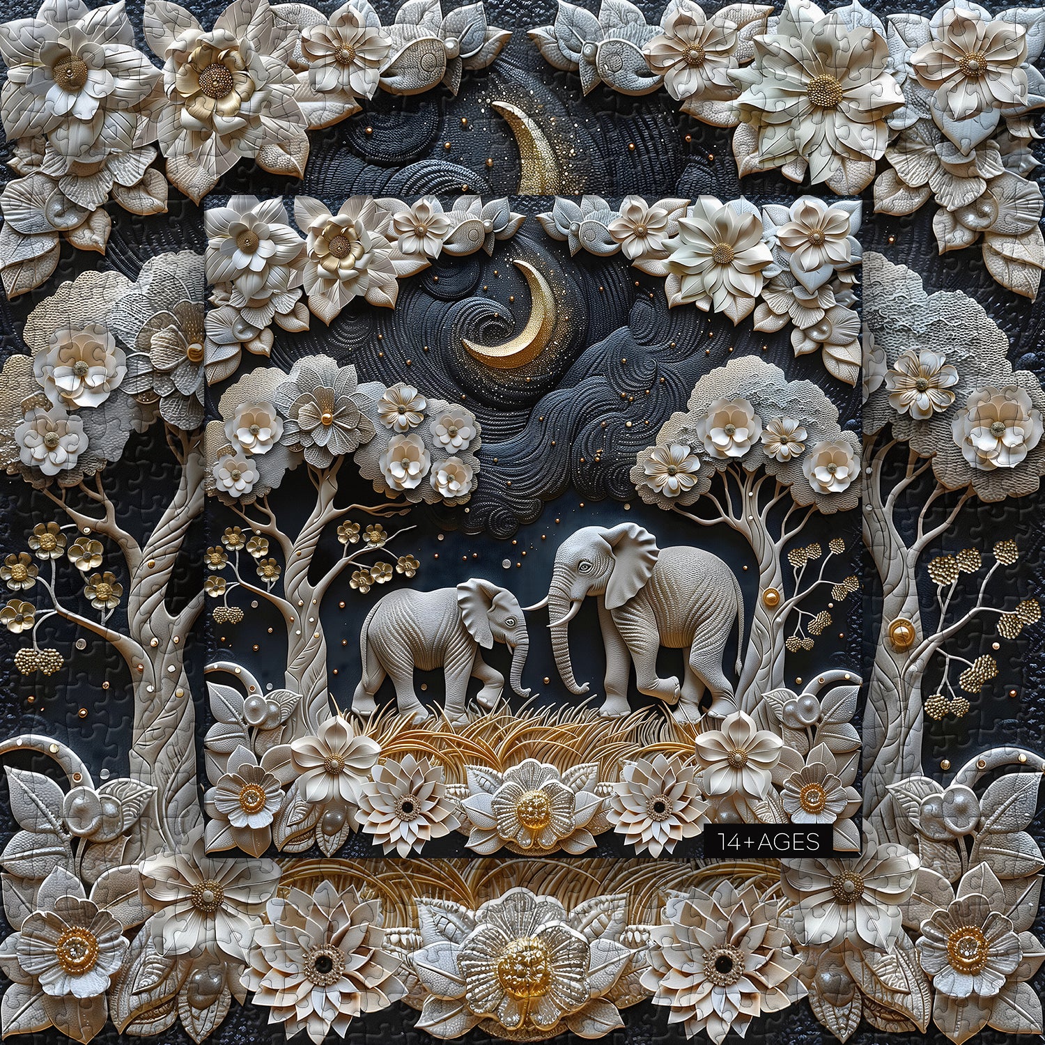 Moonlight Elephants Jigsaw Puzzle 1000 Pieces