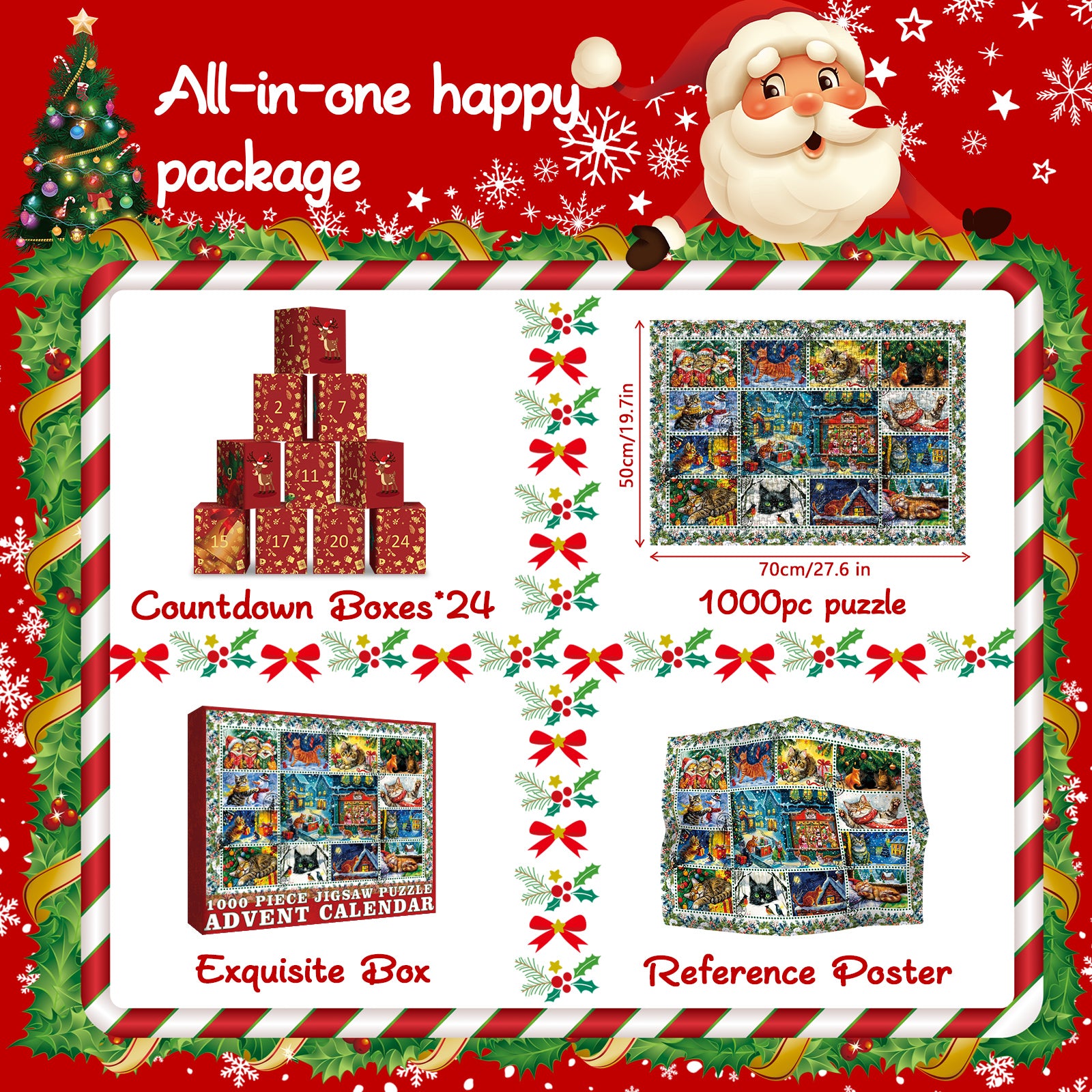 Calendario Avvento Calendario per i gatti di Natale 1000 pezzi 1000 pezzi