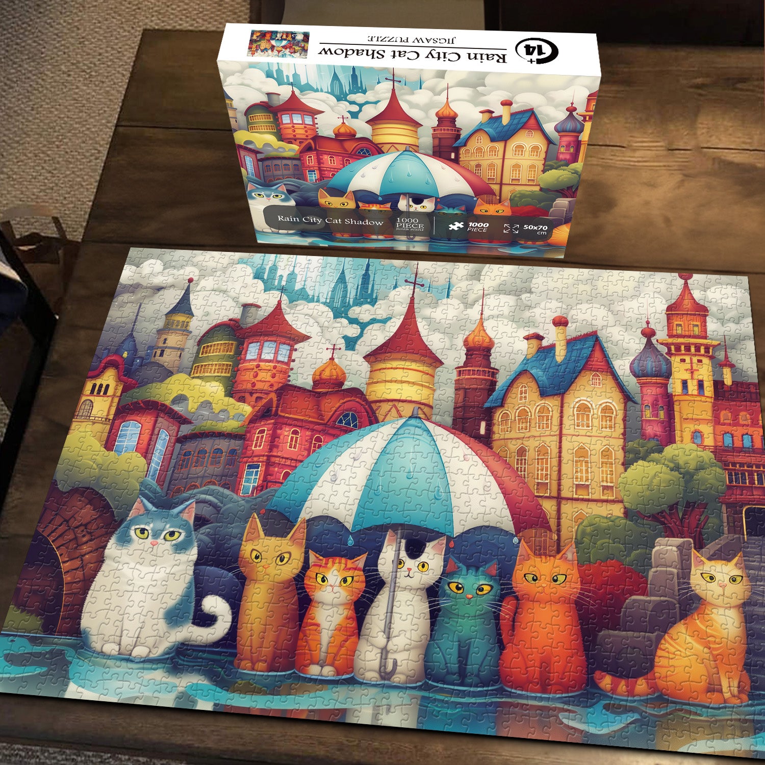 Rain City Cat Shadow Jigsaw Puzzle 1000 Pieces