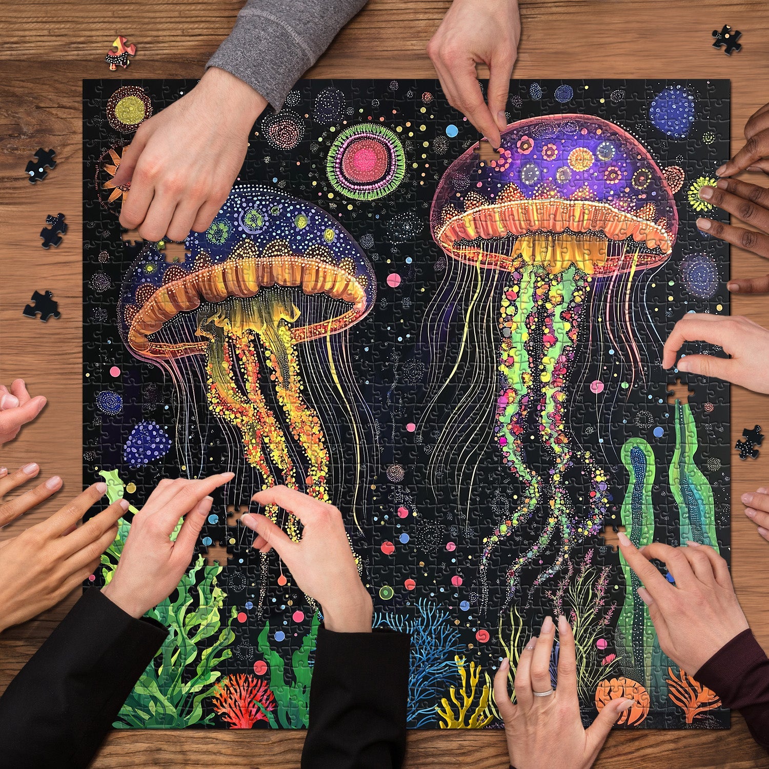 Dance of Brilliant Jellyfish Jigsaw Puzzle 1000 Pieces