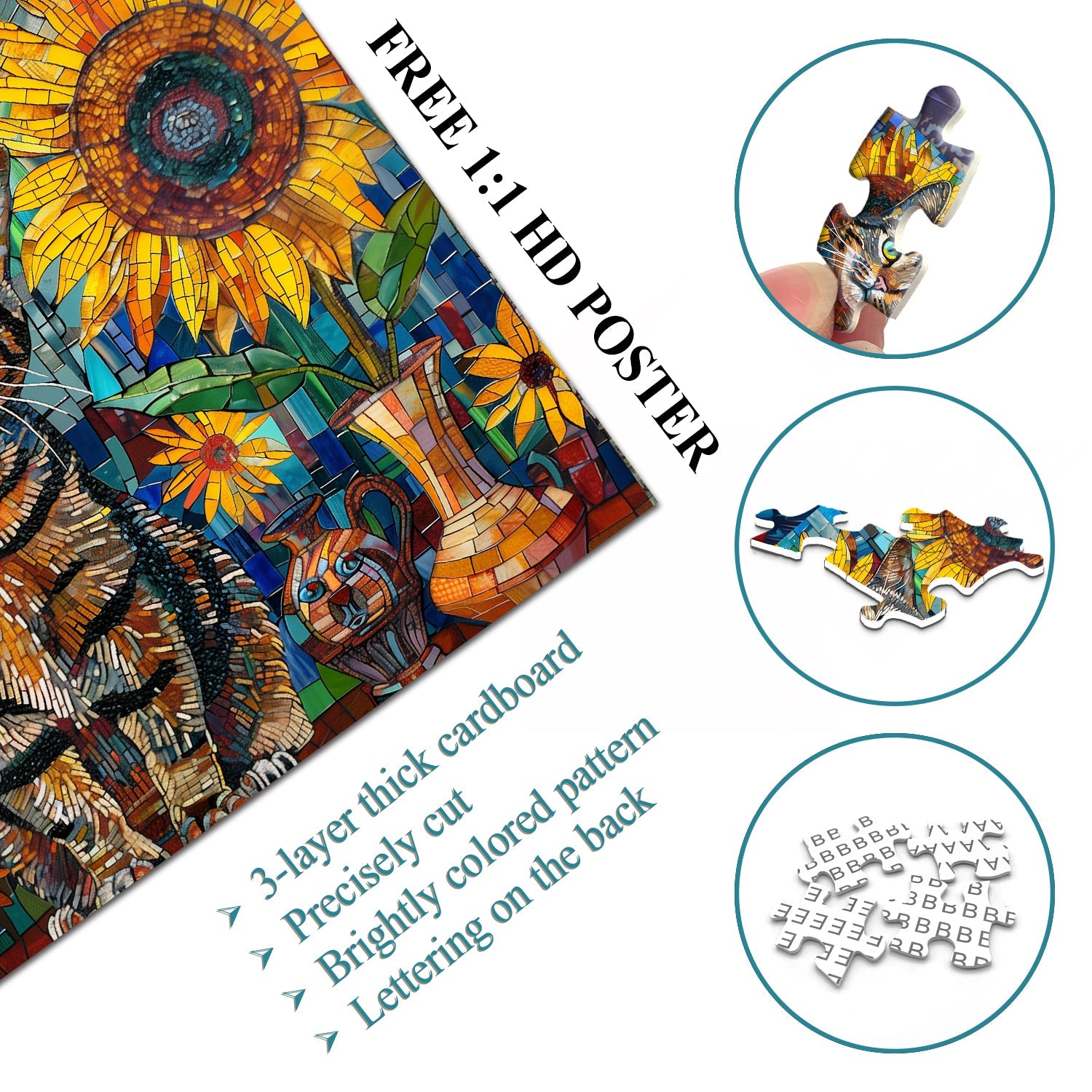 Sunflower Cat Jigsaw Puzzle 1000 Pieces