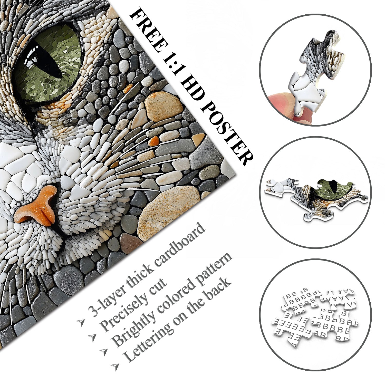 Pebble Cat Jigsaw Puzzle 1000 Pieces