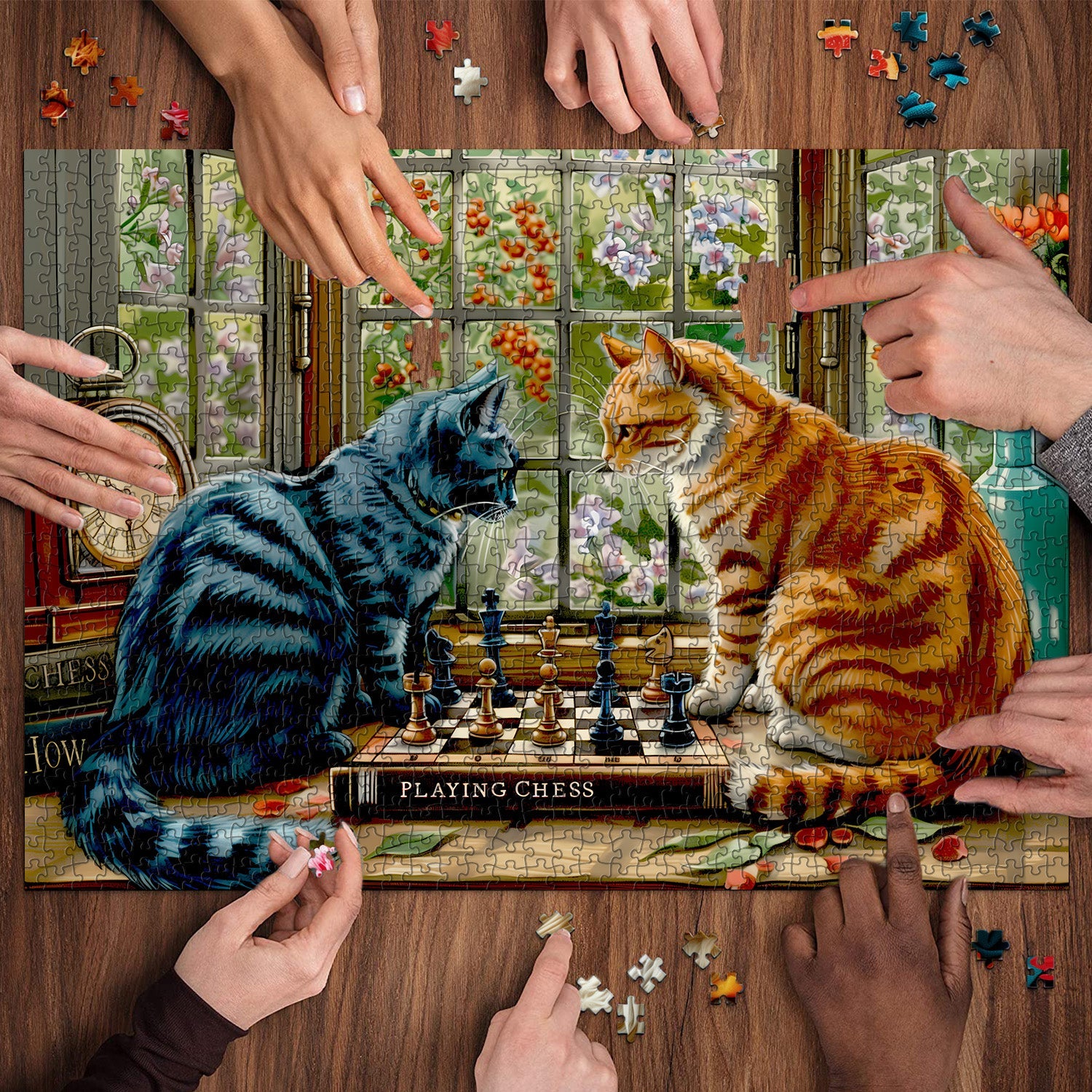 Échecs jouant des chats puzzle 1000 pièces