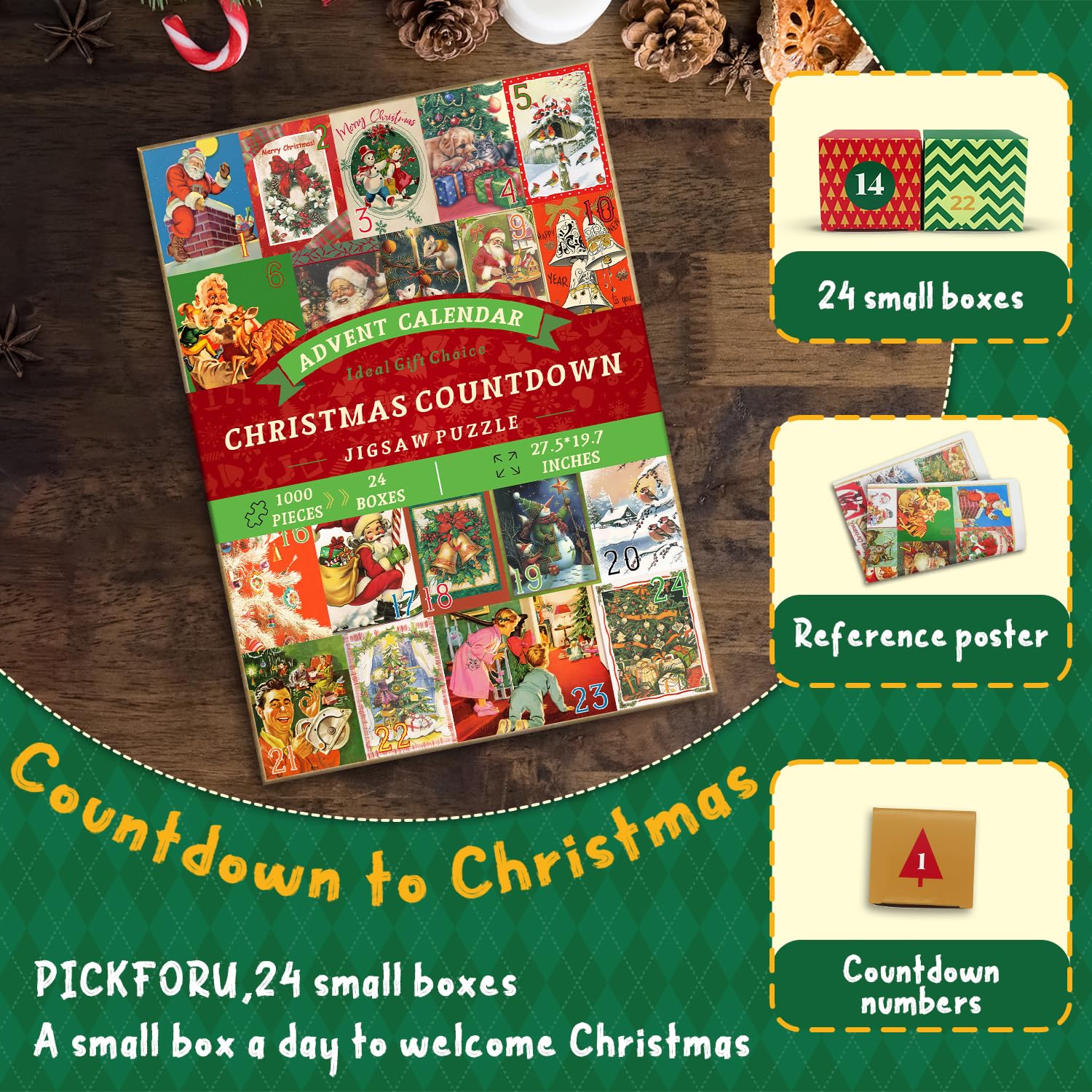Christmas Calendar Jigsaw Puzzle  1000 Pieces