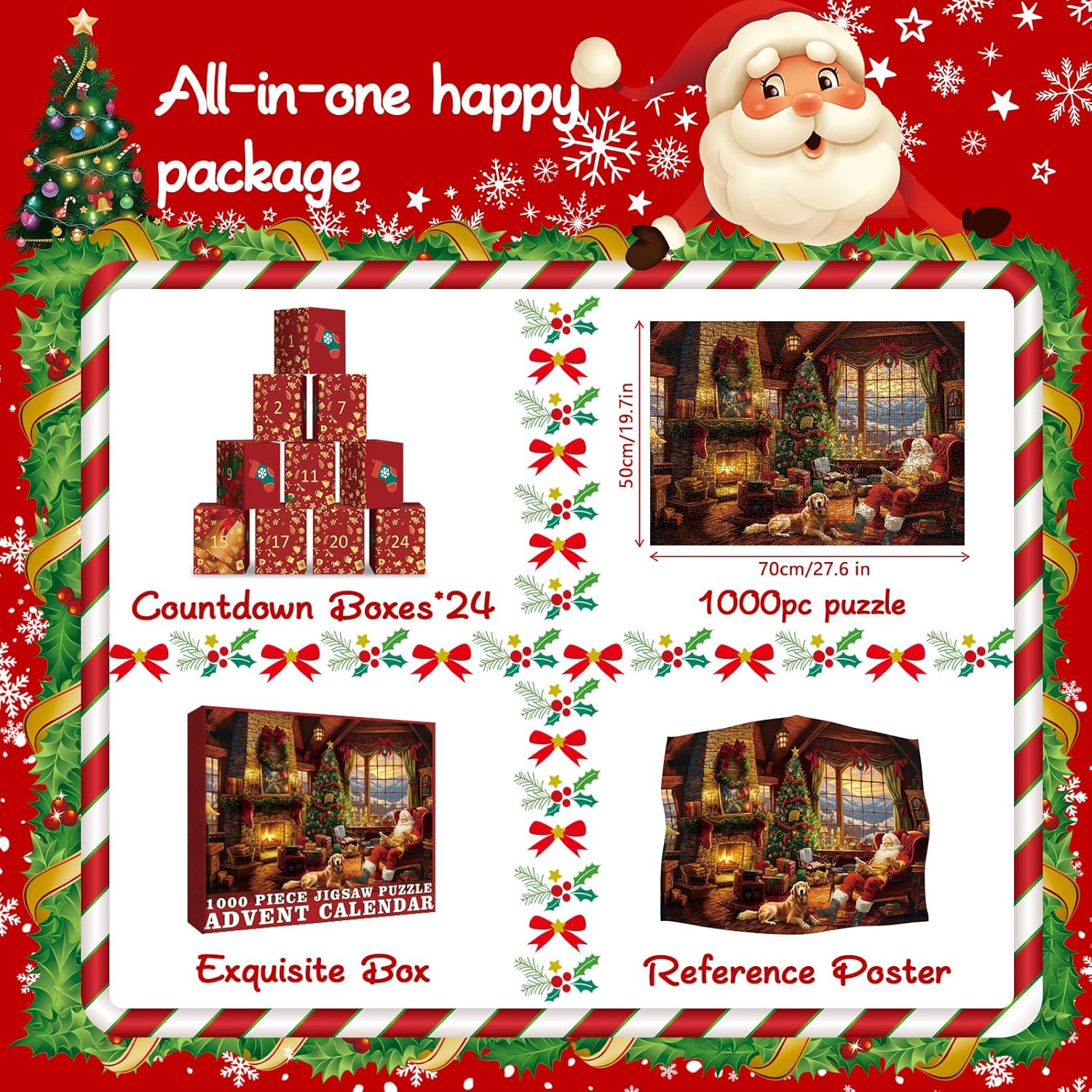 Cozy Hearth Advent Calendar Jigsaw Puzzle  1000 Pieces