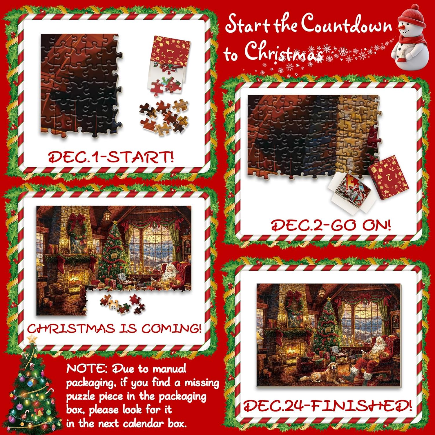 Cozy Hearth Advent Calendar Jigsaw Puzzle  1000 Pieces