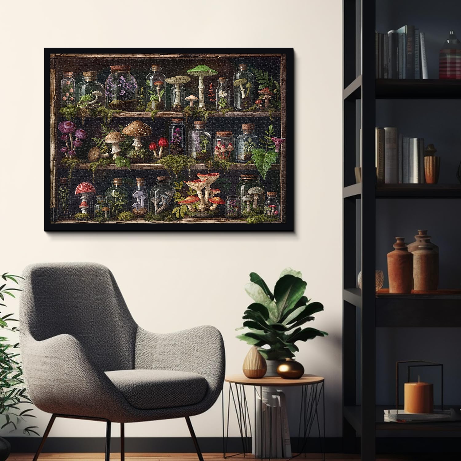 Bookshelf Mushroom Forest Jigsaw Puzzle 1000 Pieces