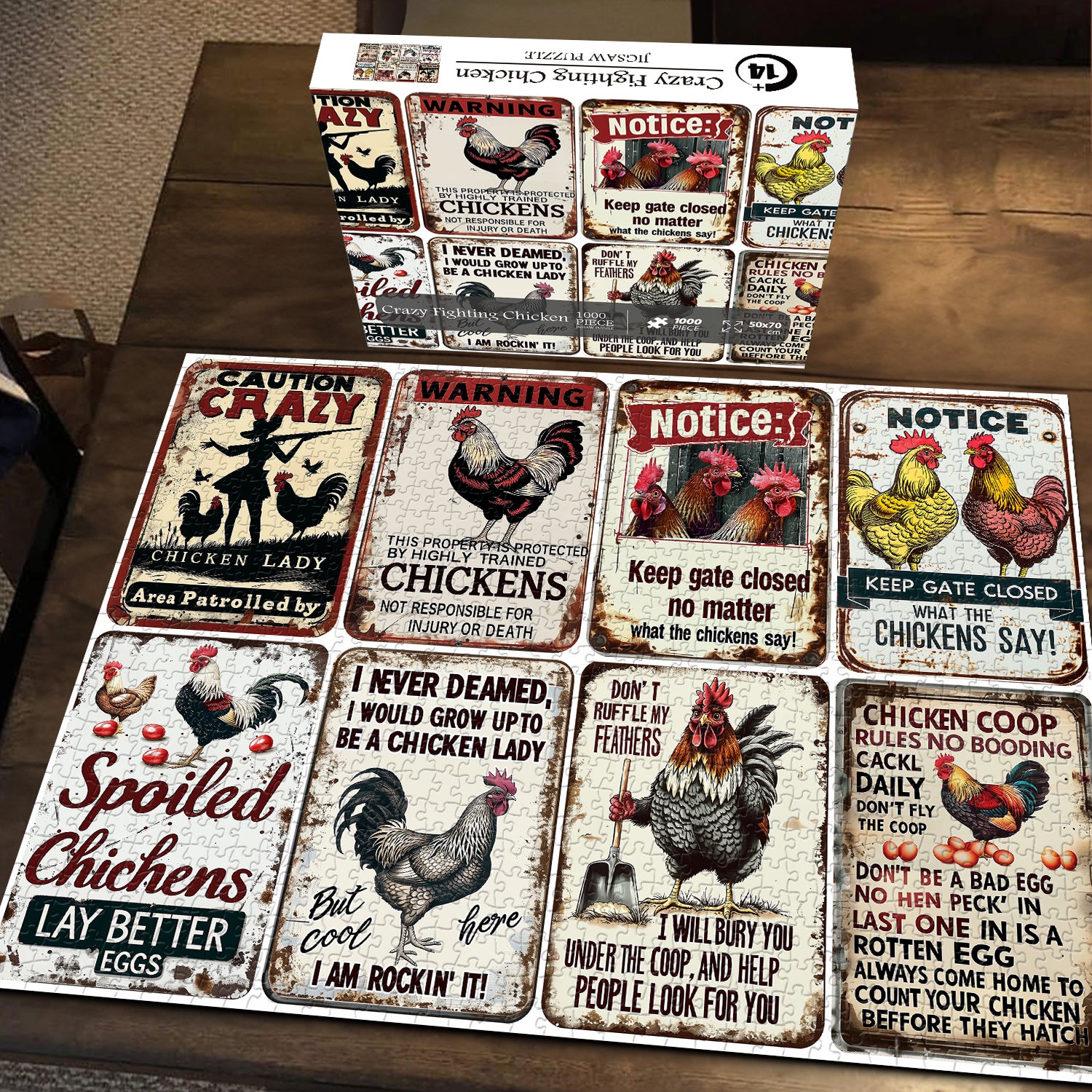 Crazy Fighting Chicken Jigsaw Puzzle 1000 Pieces