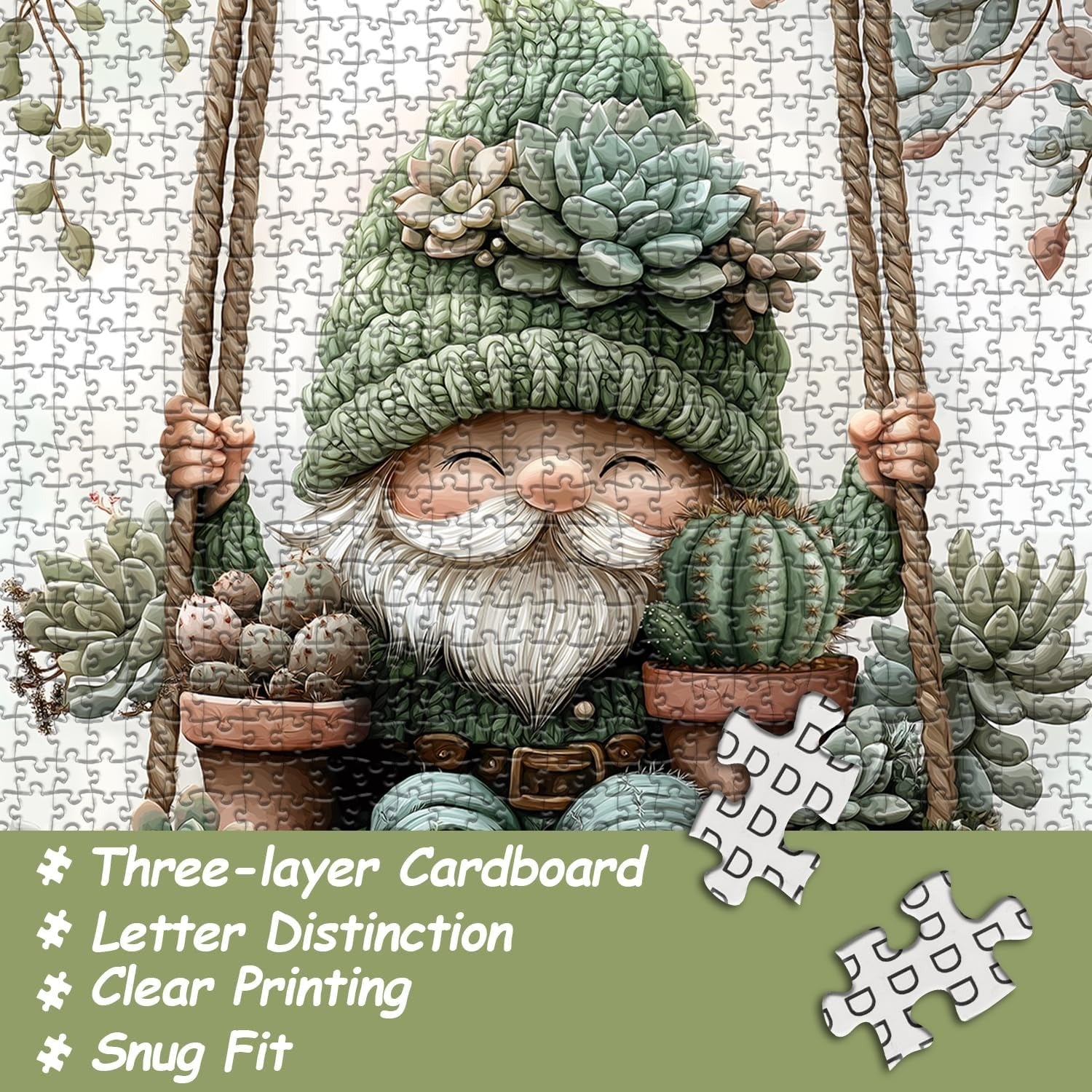 Succulents Gnome Jigsaw Puzzle 1000 Pieces