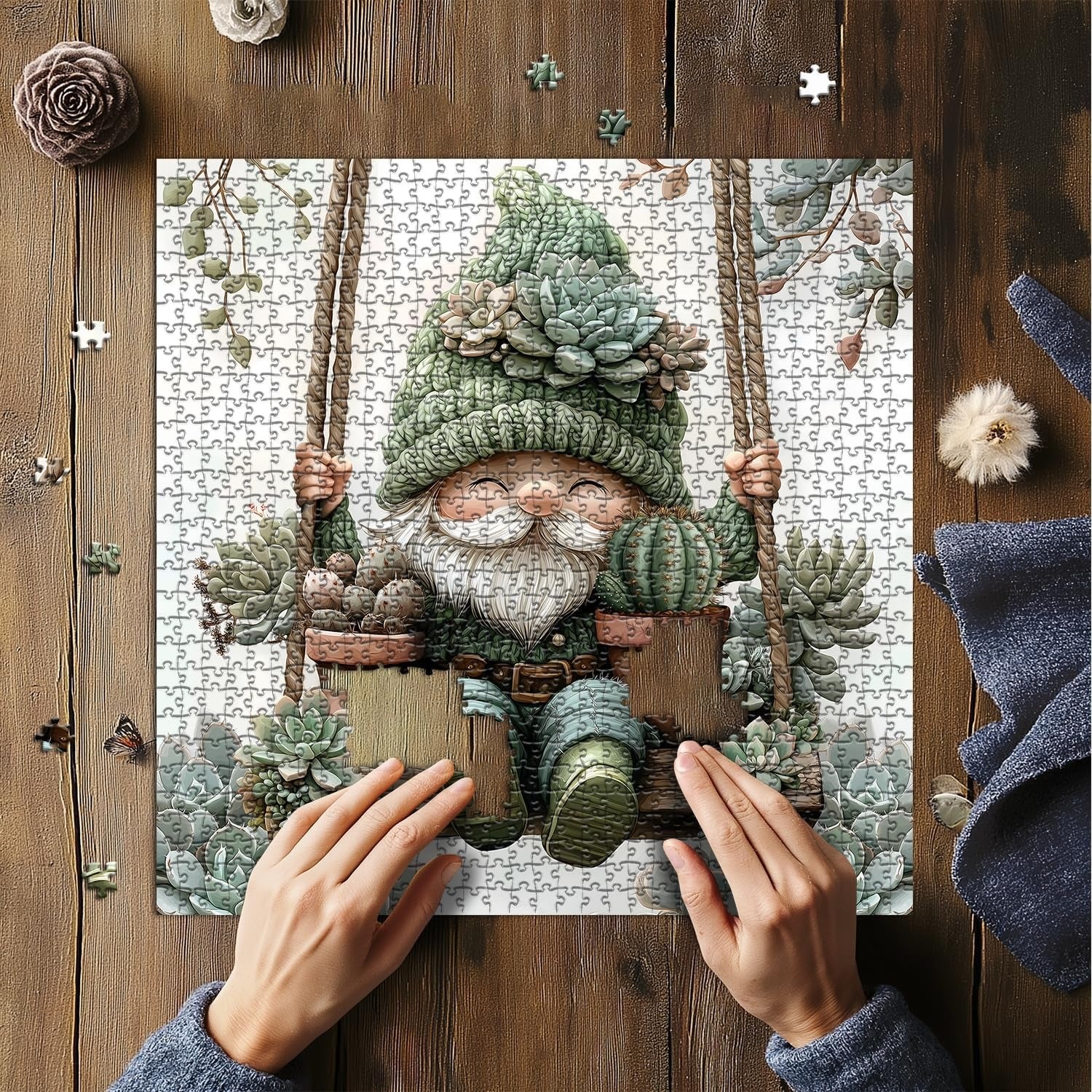 Succulents Gnome Jigsaw Puzzle 1000 Pieces