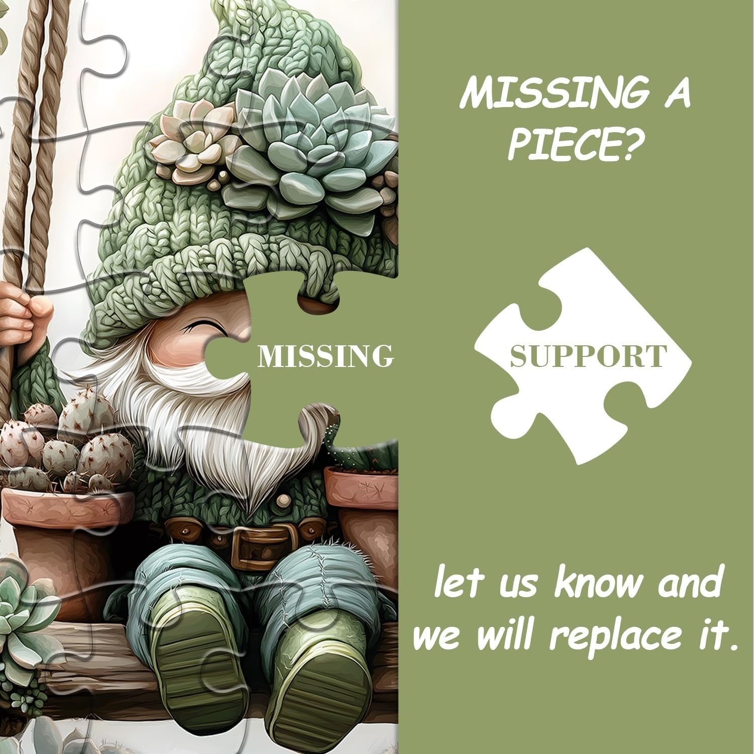 Succulents Gnome Jigsaw Puzzle 1000 Pieces
