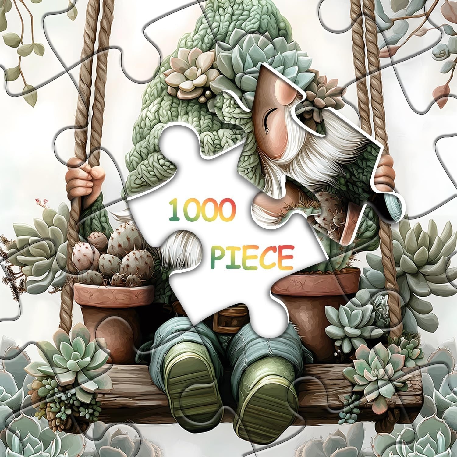 Succulents Gnome Jigsaw Puzzle 1000 Pieces