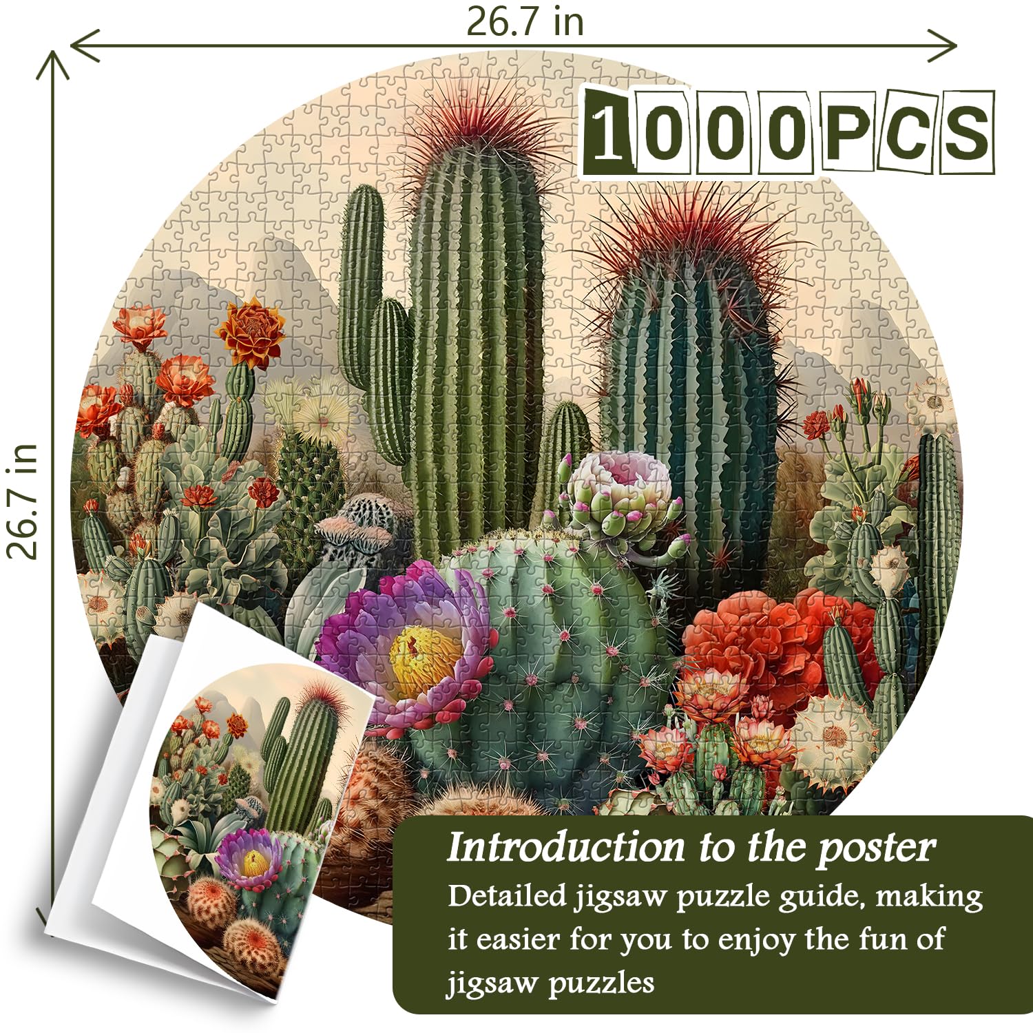 Ideabazar® Vintage Cactus Jigsaw Puzzle 1000 Pieces