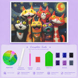 Starry Cat Chorus Diamond Painting Kit