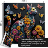 Butterfly Floral Feline Jigsaw Puzzle 1000 Pieces