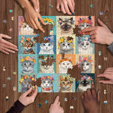 Colorful Cat Flower Crowns Jigsaw Puzzle 1000 Pieces